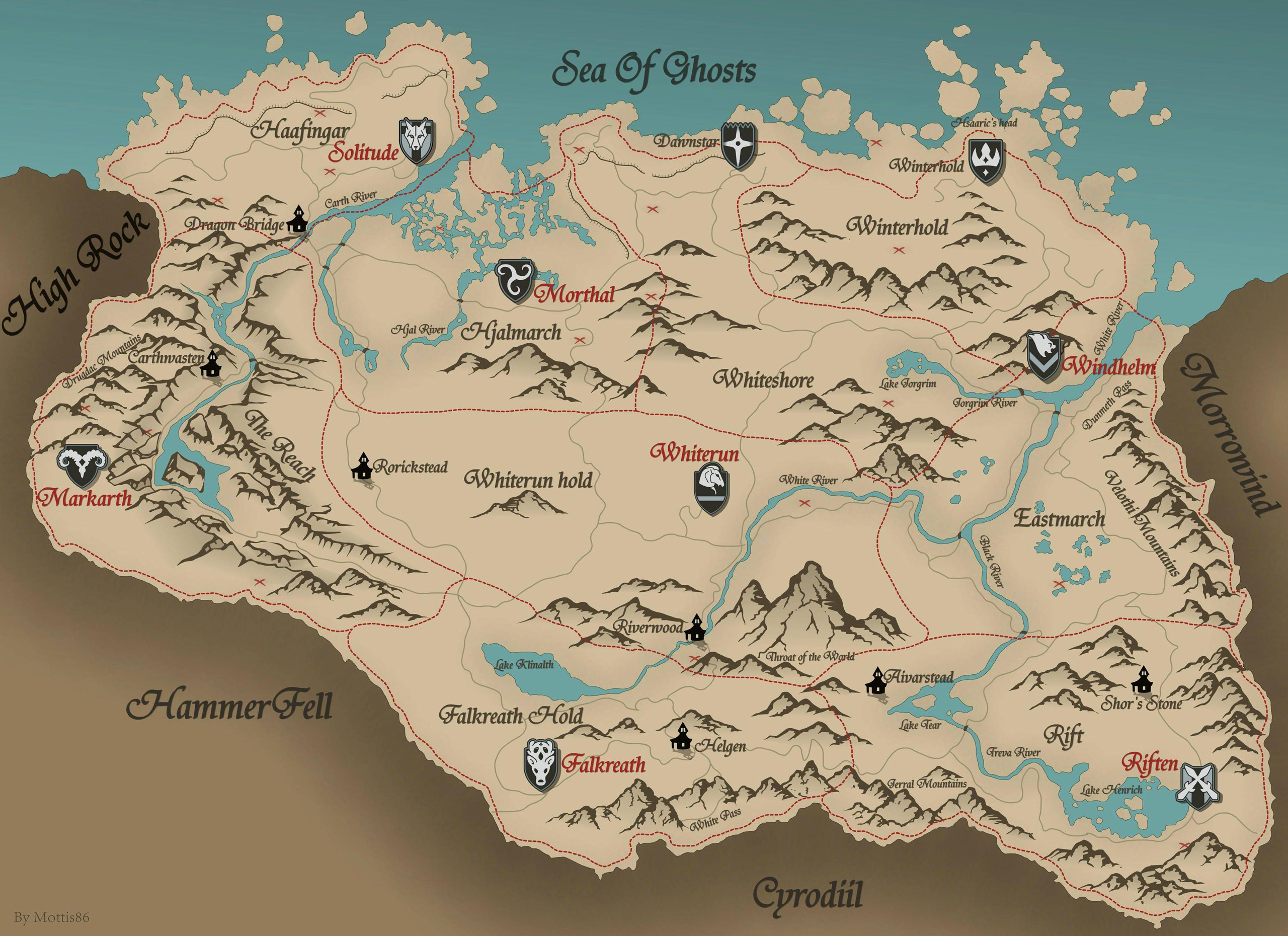Map of Skyrim Map of Skyrim